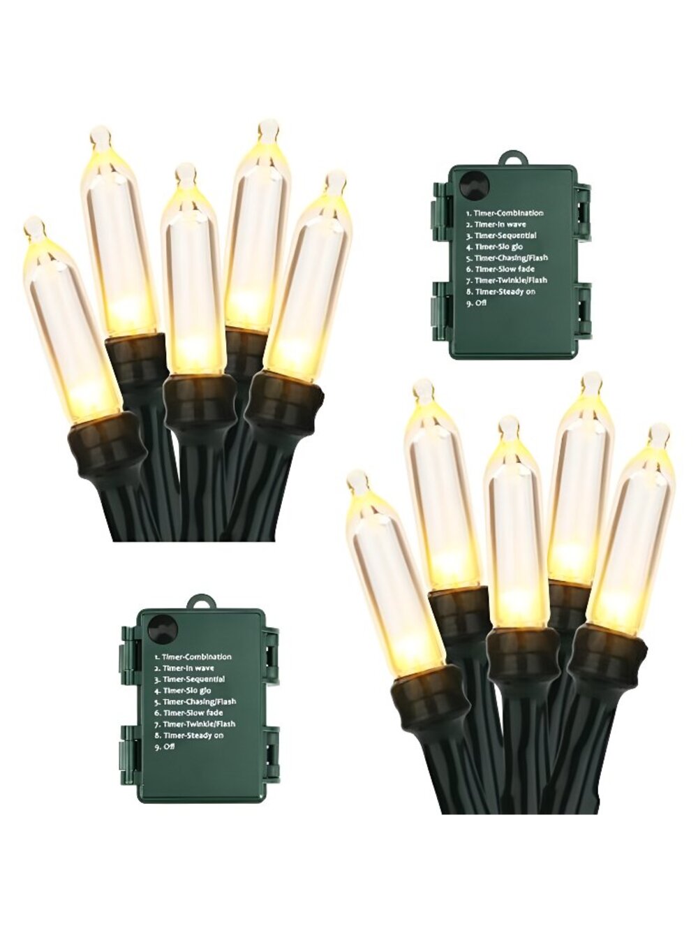 Battery Christmas Lights, 2 Pack 17.94ft 50 LED Warm White Christmas Lights